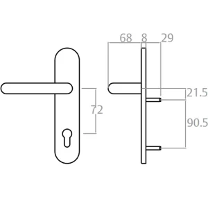 Béquille Avec Entrée Clé Tesa Sena Pour Serrure Série CF60 – En Inox 9