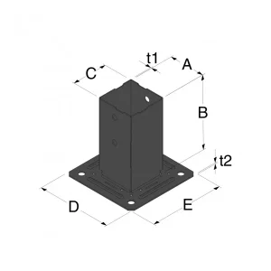 Simpson Strong-Tie Pied De Poteau Carré De Jardin – PPJBT90PB Pour Poteau 90×90 Mm – Acier S235JR Finition Noire 7