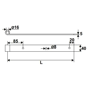 Penture Droite Percée Torbel Inox 316L Gond 16 Mm Longueur 800 Mm 9