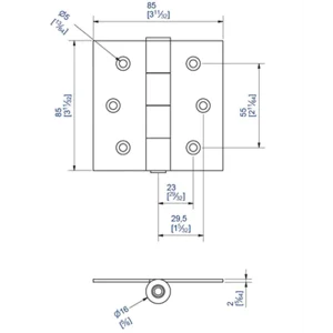 Charnière à Visser Sur Plat 85×85 Mm Axe Diamètre 12 Mm Mantion 1512P 7