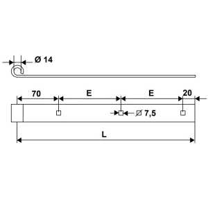 Penture Droite Acier Zingué Blanc Torbel 35 X 5 X 800 Mm Gond 14 Mm 7