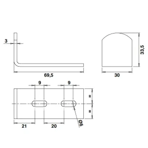 Dardenne Coudée Réglable Torbel Inox 316L Avec 2 Trous De 9 Mm 9