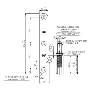 Paumelle Lame Mâle En L Pour Huisserie Bois BCP NF Gauche Monin 6274440 12